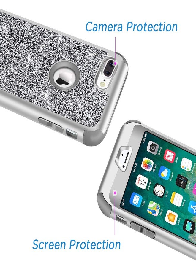 Hython Designed for iPhone 8 Plus, iPhone 7 Plus Case, Heavy Duty Defender Protective Bling Glitter Sparkle Hard Shell Hybrid Shockproof Rubber Bumper Cover, Gray - Image 5